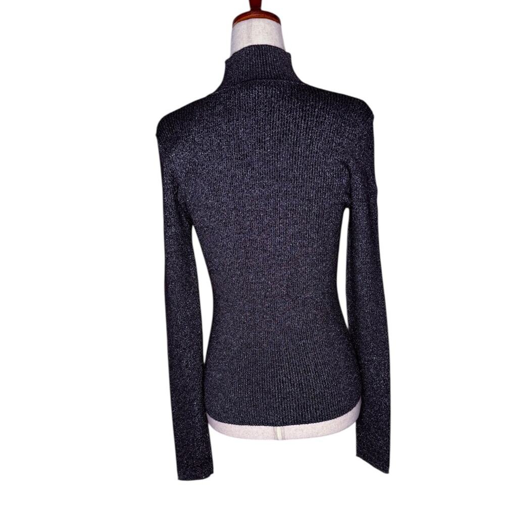 NWOT Steve Madden Serita Metallic Gray Rib Mock Neck Sweater – Sz Med - Picture 9 of 11